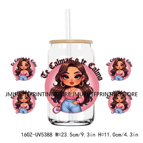 Mother's Day Daughter Son Latina Mexican Mama 16OZ UV DTF Cup Wrap Transfer Sticker Custom Waterproof Logo For Libbey Glass Can