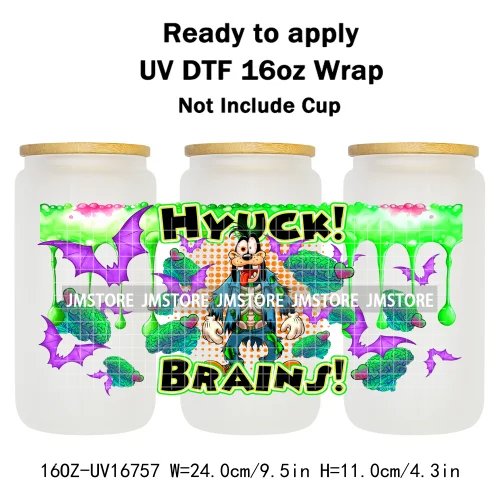 Retro Halloween Neon Scary Movie Character 16OZ UV DTF Cup Wrap Ready To Apply Waterproof Transfer Stickers For Libbey Glass Can