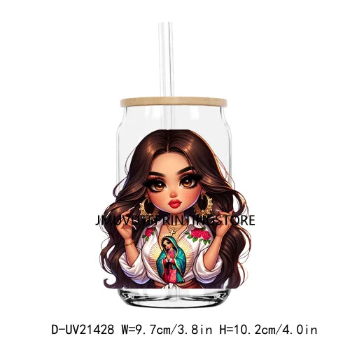 Chibi Cute Chicana Woman UV DTF Transfers Stickers Decals For Libbey Cold Cups Mugs Tumbler Waterproof DIY Logo Mexican Girls