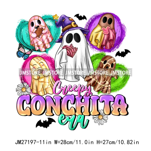 Spanish Espooky Vibes Latina Pantasmas Mexican Halloween Conchas Cucuys Aqui Espantan DTF Iron On Transfers Stickers For Hoodies