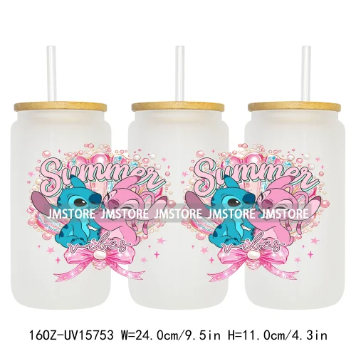 Retro Cartoon Western Summer Vibes UV DTF Cup Wraps Ready To Apply Waterproof Transfer Stickers For 16OZ Libbey Glass Can Mugs
