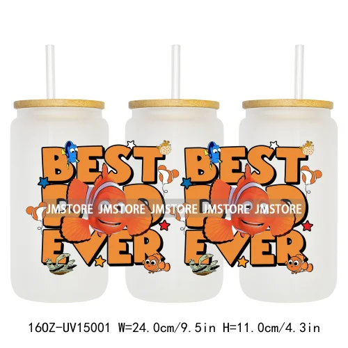 Best Dad Ever Father's Day UV DTF Stickers Ready to Transfer Cup Wrap Custom Labels DIY Craft For Libbey Can Glass Tumblers Mugs