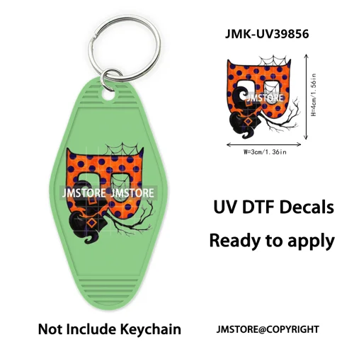 Halloween Pumpkin Alphabet Letters UV DTF Motel Keychain Decal Ready To Ship Durable Transfer Stickers Prints For Hotel Keychain