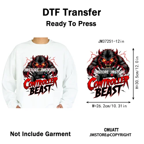 12in Cool Jungle King Beats Graffiti Hip Hop Animals Lover Iron on DTF Thermal Transfers Stickers Ready to Press for T-shirts