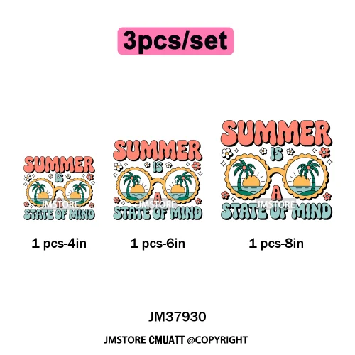 Funny Summer Quotes Sunset Palm Trees Beach Vacation Vibes Washable Iron on DTF Transfer Sticker Ready to Press for Textile Bags