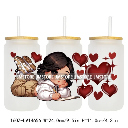 Cartoon Princess Hearts UV DTF Stickers Ready to Transfer Cup Wrap Custom Labels DIY Craft For Libbey Can Glass Tumblers Mugs