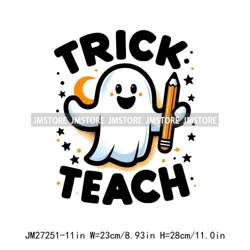 Cute Pumpkin Ghost Boo Creeep It Real Happy Halloween Spooky Witch Vibes Season Design DTF Iron On Transfer Stickers For Hoodies