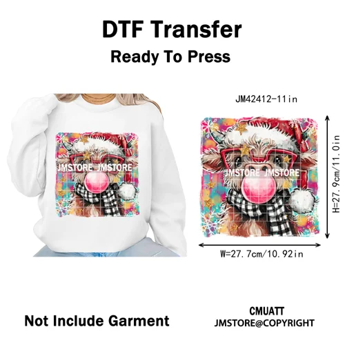 Preppy Brushstroke Gingerbread Santa Bow Tree Merry Christmas Girly Iron on DTF Transfers Stickers Ready to Press for T-shirts