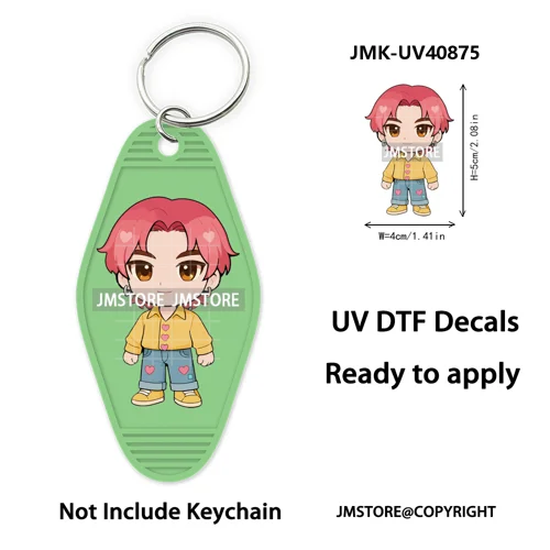 Kpop Hunters Movie Boy Band Girl Dinner UV DTF Motel Keychain Wraps Ready To Apply Waterproof High Quality Hotel Keychain Decals