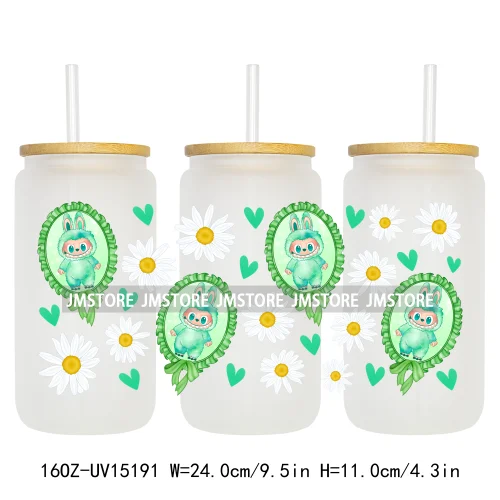 Cute Cartoon Coquette Magical Mirror Bow 16OZ UV DTF Cup Wraps Ready To Apply Waterproof Transfer Stickers For Libbey Glass Can
