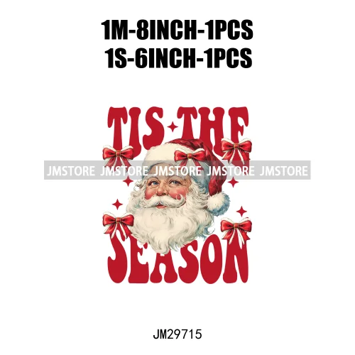 Christmas Girly Vibes Santa Winter Jesus Coquette Bow Tis The Season Iron On DTF Transfers Stickers Ready To Press For Clothes