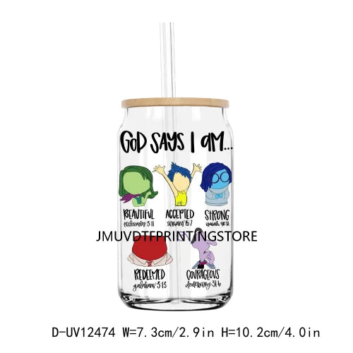 God Says I Am Magical Kingdom UV DTF Transfers Stickers Decals For Libbey Cold Cups Mugs Tumbler Waterproof DIY Logo Family Trip