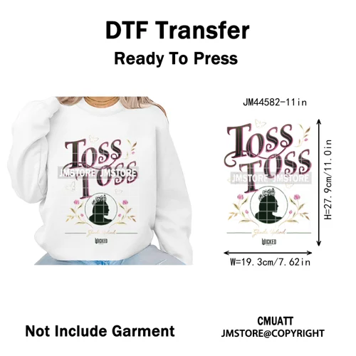 Pink and Green Magic Broomstick Witches Movie Fans Iron on Washable DTF Heat Transfers Stickers Ready to Press for Sweatshirts