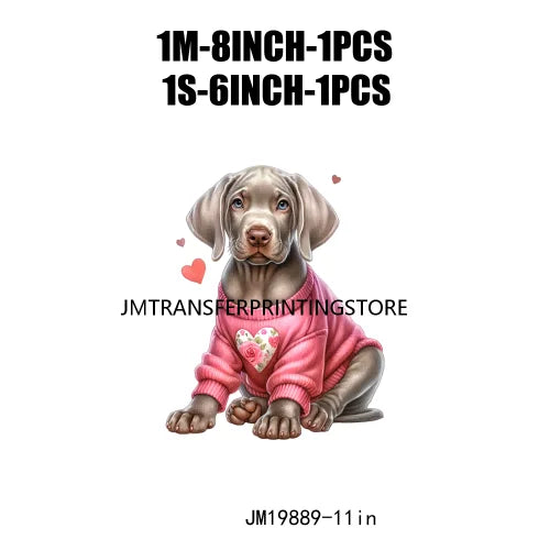 Puppy Valentine's Day Animal Love Cute Dog Heat Press Iron On DTF Heat Transfers Stickers Ready To Press For Shirts