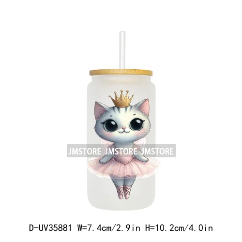 Dancing Cats Kittens Queen UV Sticker Decals For Libbey Cold Cups Mugs Tumbler Transfer Stickers Waterproof High Quality Labels