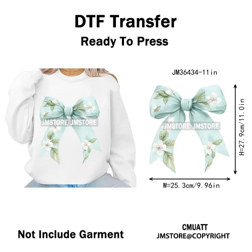 Spring Wildflower Love Vibes Ribbon Wedding Coquette Iron on DTF Thermal Transfers Stickers Ready to Press for Dresses Hoodies