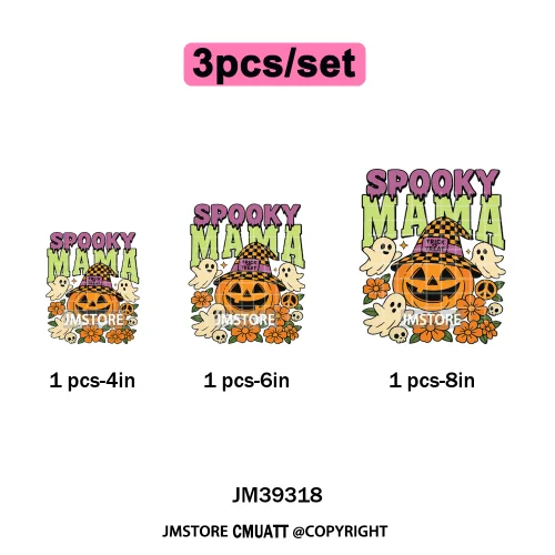 Funny Halloween Quotes Ghouls Stay Spooky Creep It Real Iron on DTF Washable Transfers Stickers Ready to Press for T-shirts Bags