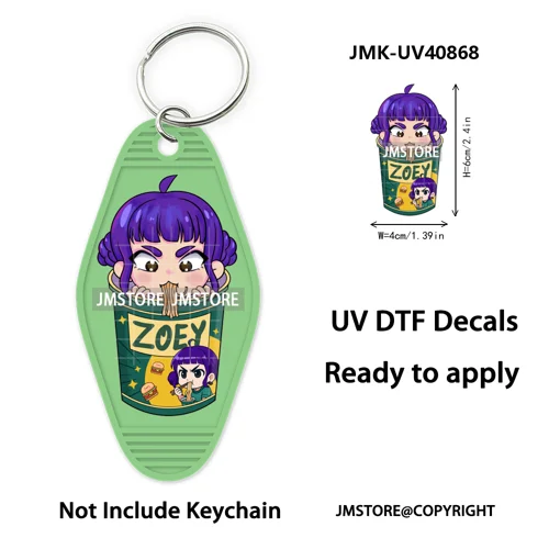 Kpop Hunters Movie Boy Band Girl Dinner UV DTF Motel Keychain Wraps Ready To Apply Waterproof High Quality Hotel Keychain Decals