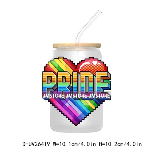 Pride Love Rainbow Heart UV DTF Transfer Stickers Decals For Libbey Cold Cups Mugs Durable Waterproof Custom Logo Label Best Gay