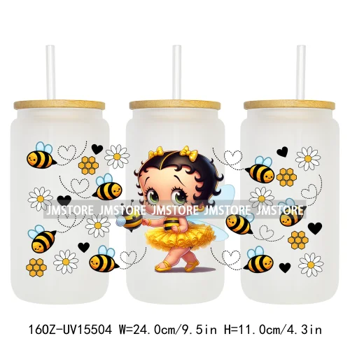 Trendy Cartoon Friends Coffee 16OZ UV DTF Cup Wraps Ready To Apply Waterproof Transfer Stickers For Libbey Glass Can Tumbler