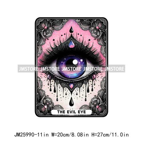 3d Evil Eye Tarot Cards Latina Mexican Culture Floral Thermal Decals DTF Iron On Transfers Stickers Ready To Press For Clothes