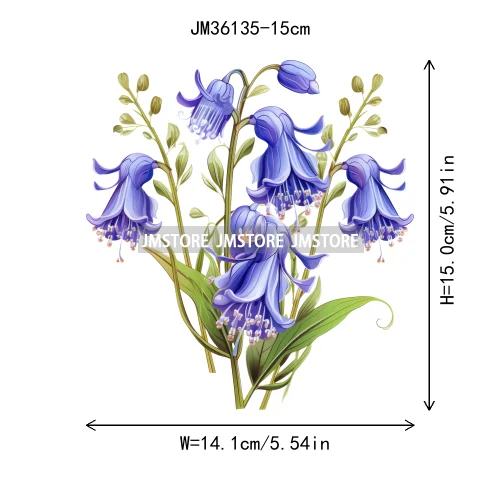 15cm 5.9in Kids Rose Flower Iron On DTF Heat Transfer Stickers For Clothes Printed Vinyl Thermal Applique Washable T-Shirt Decal