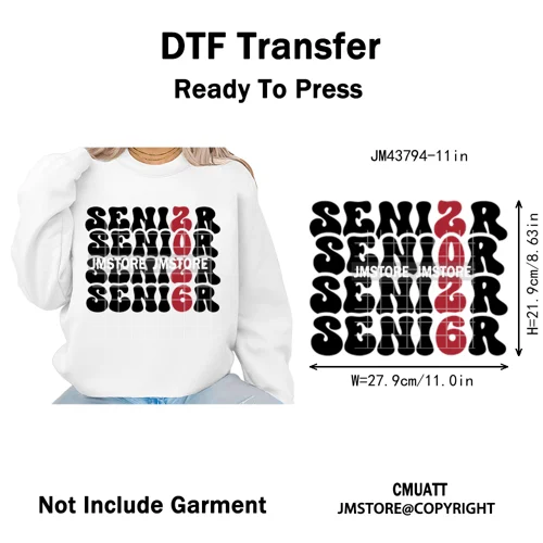Class of 2026 High School Senior Edition Graduate Season Iron on Washable DTF Heat Transfer Stickers Ready to Press for Clothing