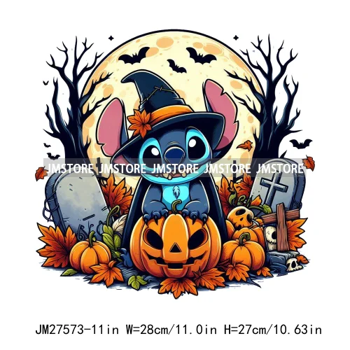 Cartoon Halloween Spooky Season Pumpkin Rip Gravestone Skull DTF Iron On Transfers Stickers Printing Ready To Press For Clothing