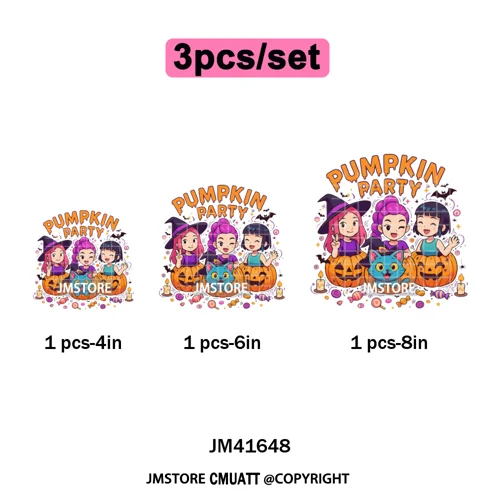 Stay Spooky Ghost Halloween Cartoon Hunters Kpop Band Group Iron on DTF Washable Transfers Stickers Ready to Press for Clothing