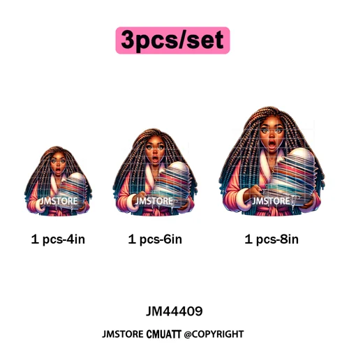 Sassy Facial Expressions Black Girl Housewife Remote Work Iron on Washable DTF Transfers Stickers Ready to Press for Sweatshirts