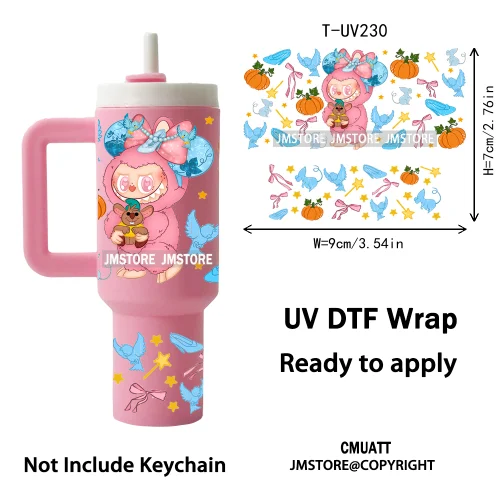 Coquette Bow Cartoon Monsters UV DTF Custom Prints Ready To Apply Transfer Stickers Waterproof Wraps For Mini Tumbler Keychain