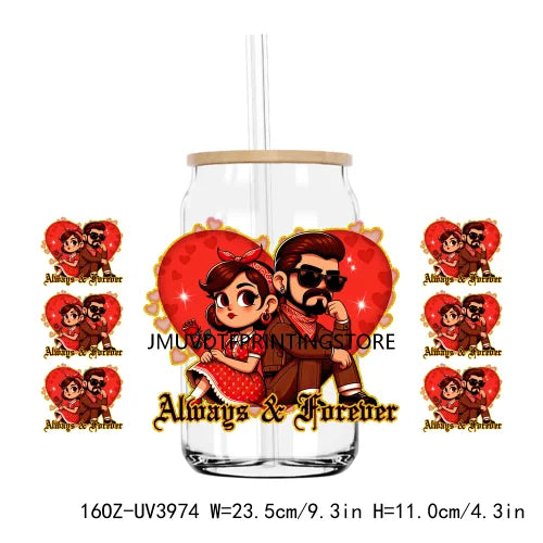 Chicana Valentine Mexican Culture 16OZ UV DTF Cup Wrap Transfer Stickers Custom Labels DIY Waterproof Logo For Libbey Glass Can