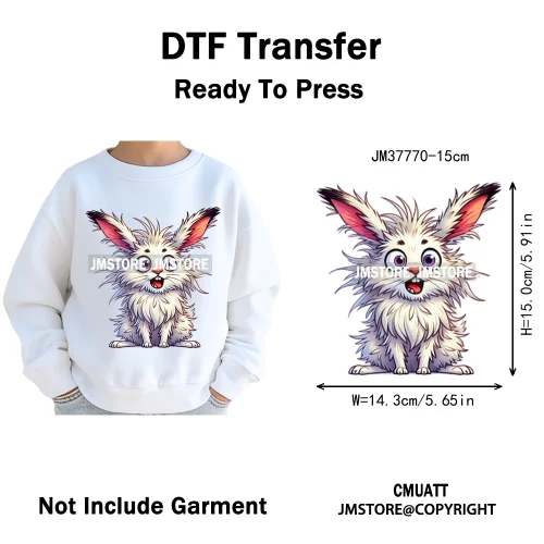 15cm 5.9in Kids Quirky Safari Cartoon Animal Iron On Transfers Stickers For Clothing DTF Printed Appliques Washable T-Shirts