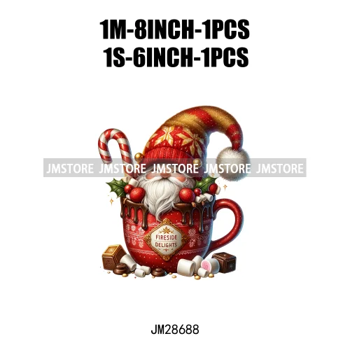 Winter Hot Cocoa Boy Cozy Gnomes Coffee Mug Tis The Season Happy Christmas Iron On DTF Heat Press Transfers Stickers For Clothes