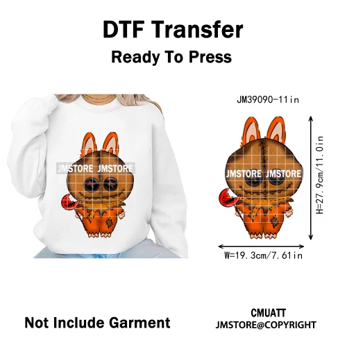 Horror Movie Character Cartoon Dolls Halloween Printing Iron on DTF Washable Transfers Stickers Ready to Press for Clothes Bags