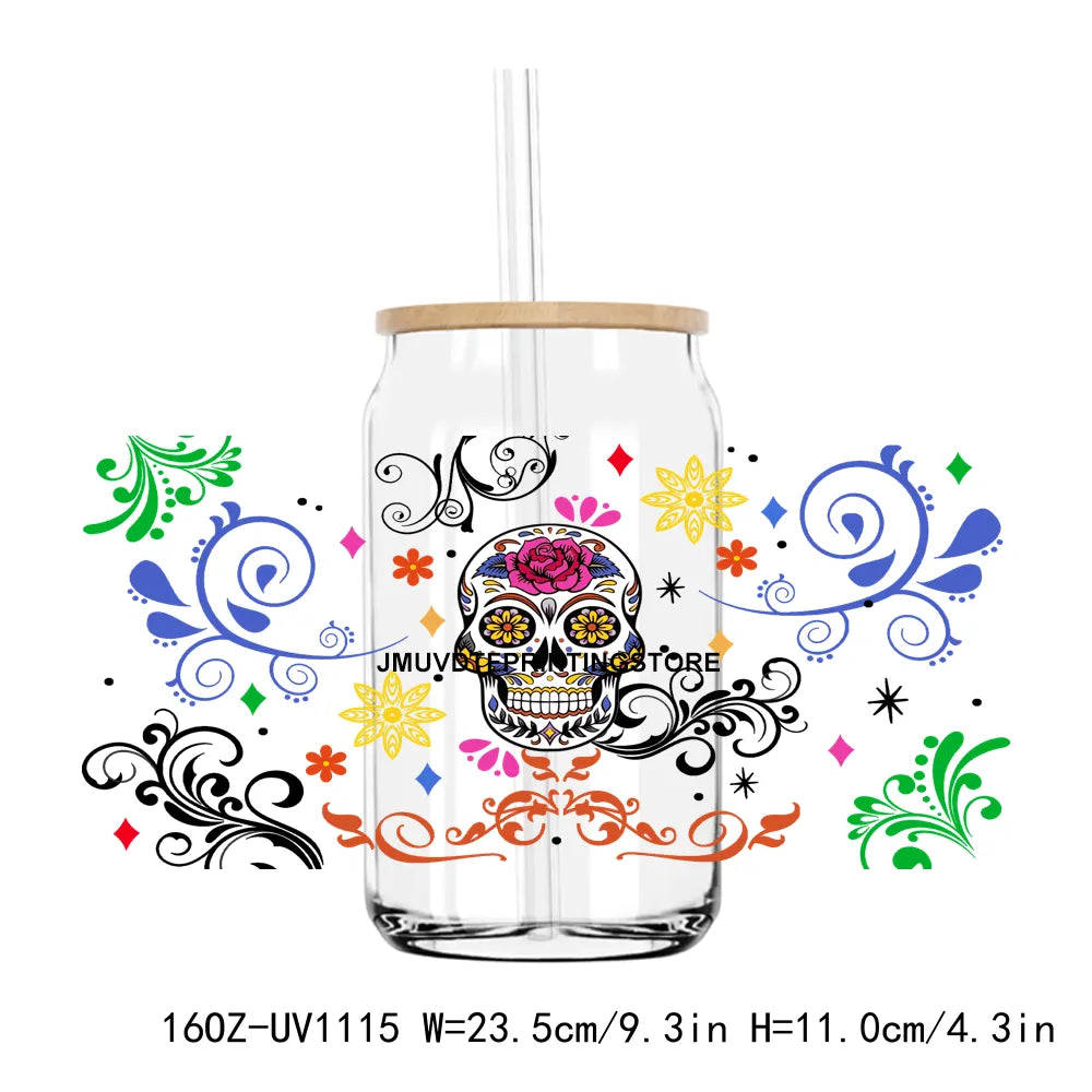 Cafecito y Chisme Mexico 16OZ UV DTF Cup Wrap Transfers Stickers Custom Labels DIY Durable Waterproof Logo For Libbey Glass Can