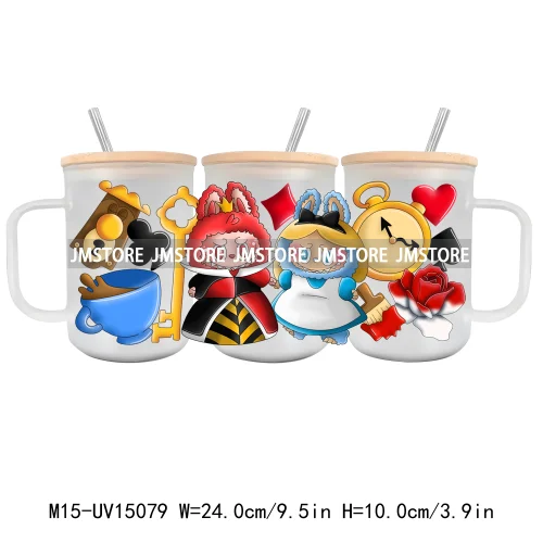 Cartoon Mirror Coquette 15OZ Glass Mug UV DTF Cup Wrap Ready To Apply Waterproof High Quality Custom Prints For Mugs Cup Tumbler