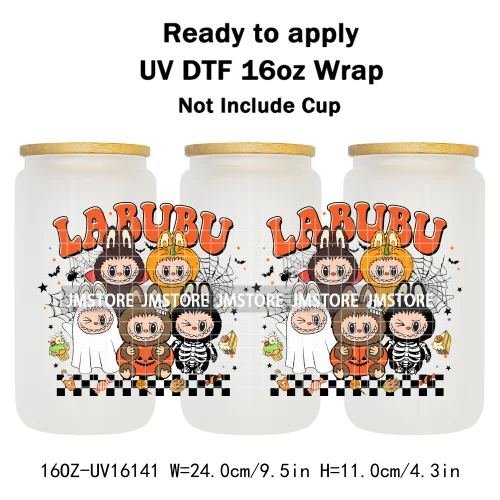 Spooky Doll Monster Characters UV DTF Stickers Fall Pumpkin Halloween Ready to Transfer Cup Wrap For Libbey Can Glass Tumblers