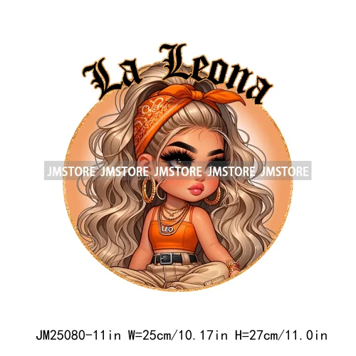 New Washable Chicana Chola Chibi Latina Spanish Zodiac Cute Girls DTF Iron On Transfers Stickers Ready To Press For Clothing