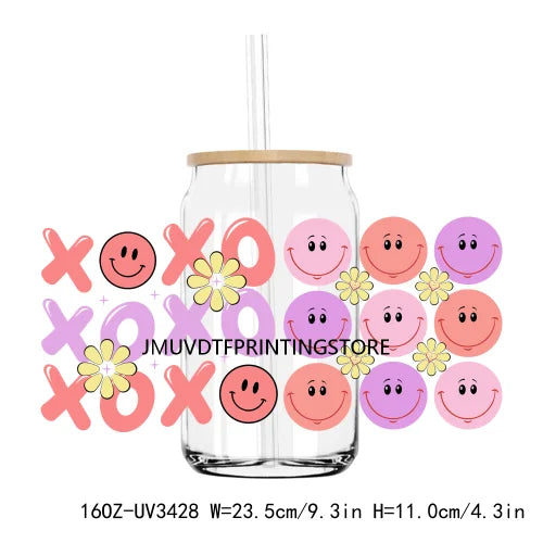 Love More Worry Less UV DTF Sticker For 16OZ Libbey Glass Cup Can Wrap Transfer Sticker Custom Labels DIY Logo XOXO Valentines