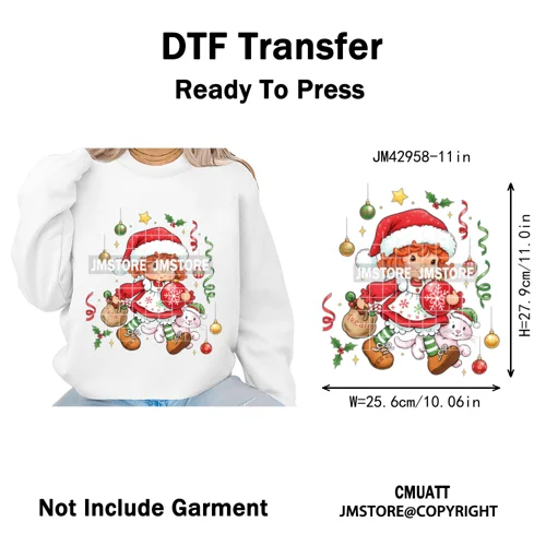 Cartoon Holiday Mouse Gingerbread Baking Christmas Tis The Season Iron on DTF Heat Transfers Stickers Ready to Press for Clothes