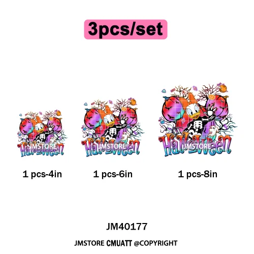 Cartoon Witches Princess Skull Animal Kids Love Characters Halloween Iron on DTF Transfers Stickers Ready to Press for T-shirts