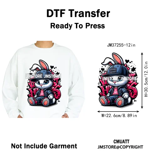 12in Cool Jungle King Beats Graffiti Hip Hop Animals Lover Iron on DTF Thermal Transfers Stickers Ready to Press for T-shirts