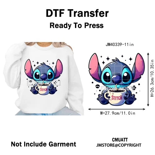 Trendy Cartoon Animal Characters Lover Cold Peel Logos Iron on DTF Washable Transfers Stickers Ready to Press for Hoodies Bags