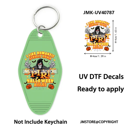 Horror Movie Characters Halloween Mom UV DTF Motel Keychain Wraps Ready To Apply Waterproof High Quality Hotel Keychain Decals