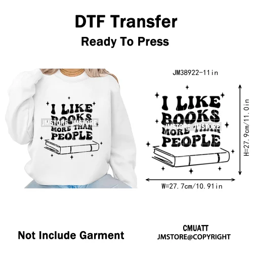 Funny Bookish Romance Reader Book Lovers Motivational Quotes Iron on DTF Washable Transfers Stickers Ready to Press for T-shirts