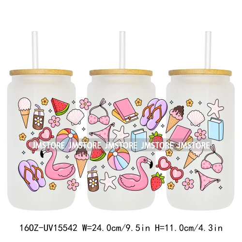 Summer Trip Girly Camping UV DTF Stickers Ready to Transfer Cup Wrap Custom Labels DIY Craft For Libbey Glass Can Mug Tumbler