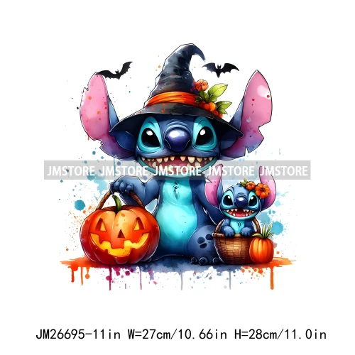 Wholesale Cartoon Character Pumpkin Halloween Scary Vibes Thermal Logo DTF Iron On Transfer Stickers Ready To Press For Clothing