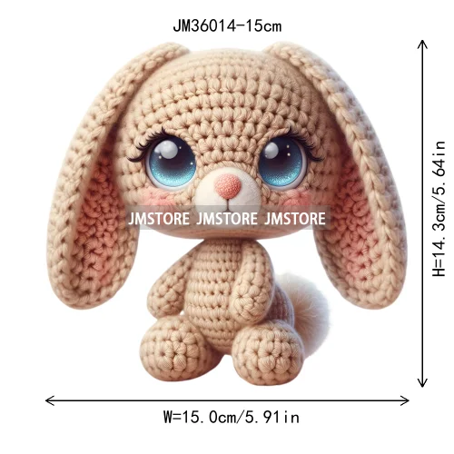 15cm 5.9in Colorful Cute Needle Hook Animal Iron On DTF Heat Transfer Sticker For Clothes Print Vinyl Washable T-Shirt Appliques