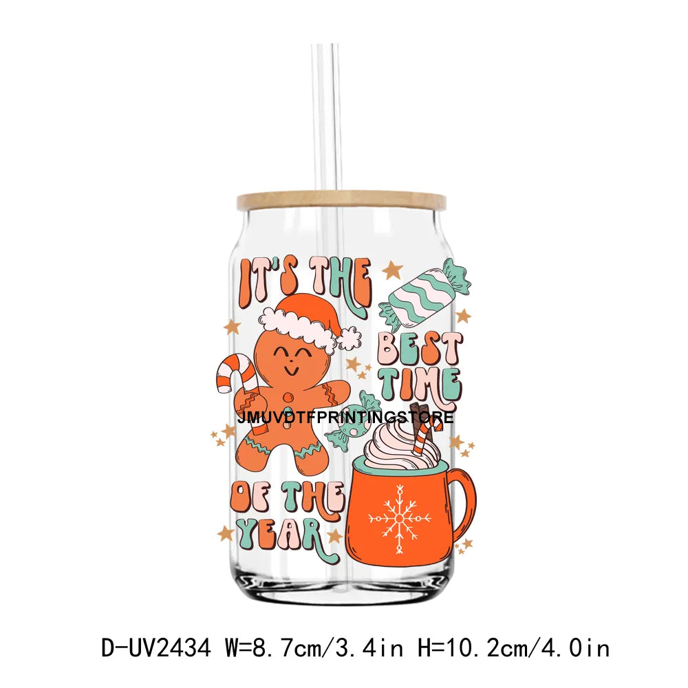 Have Yourself A Very Groovy Christmas UV DTF Transfers Stickers Decals For Libbey Cold Cups Mugs Tumbler Waterproof DIY Craft